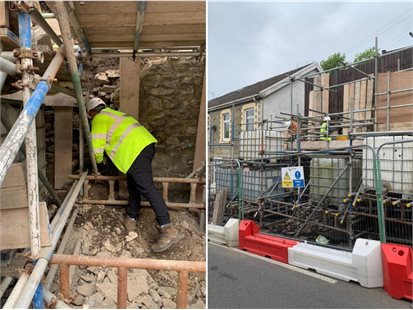 Work to repair the wall at High Street in Llantrisant will be completed this summer