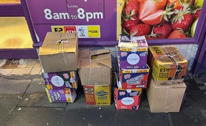 Cardboard neatly presented for collection