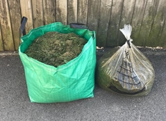 Size comparison between Green Sack and Clear Recycling bag