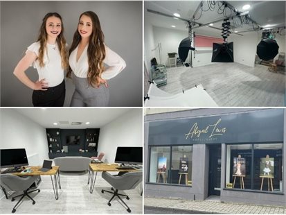 Grid image of Abigail Lewis and her studio