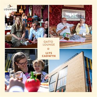 Grid image of people inside and outside Gatto Lounge in Pontypridd