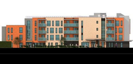 Artists impression of orange and cream building