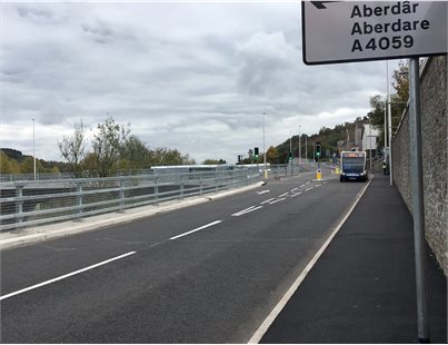 This section of Miskin Road was made a two-way road as part of the Cross Valley Link scheme