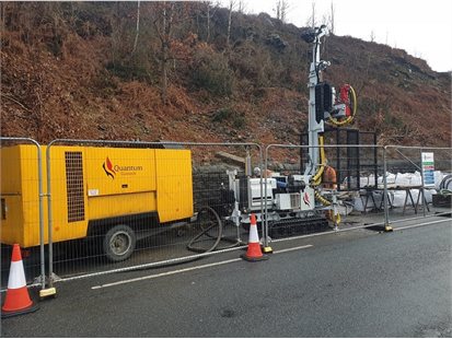 Works ongoing at the embankment next to Margaret Street in Pontygwaith