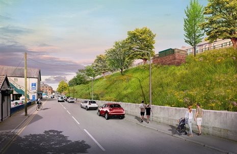 Llwyncelyn embankment - artist impression of completed scheme
