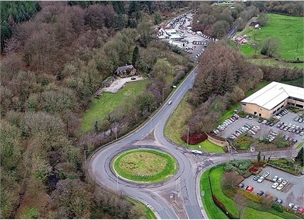 The A4119 and the South Wales Fire and Rescue HQ