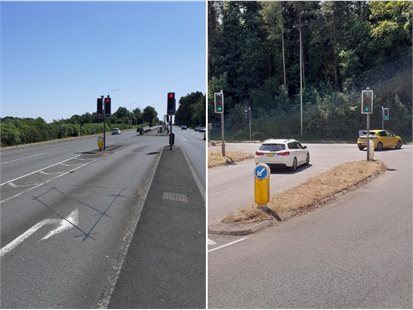 Miskin A4119 traffic lights at School Road and Groesfaen Road