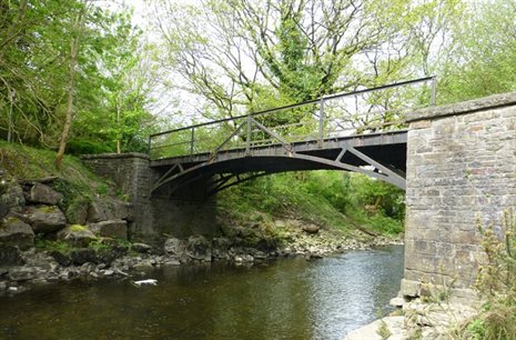Bridge with river running beneath and trees surrounding