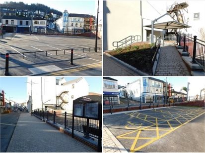 Public realm improvements have been delivered at Rhos Square in Mountain Ash