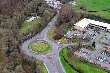 The A4119 at the SW Fire and Rescue HQ roundabout
