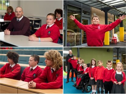 Ffynnon Taf Primary and Ysgol Rhydywaun pupils enjoying their new school facilities