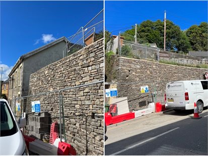 Llantrisant High Street wall, progress update