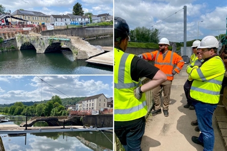 Y diweddaraf am y gwaith, wrth i Arweinydd y Cyngor ymweld â safle gwaith Pont y Castell
