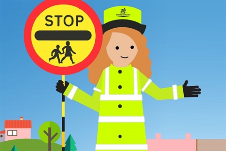 Helpwch i gadw'ch cymuned yn ddiogel drwy stopio ar gyfer Hebryngwyr Croesfannau Ysgol