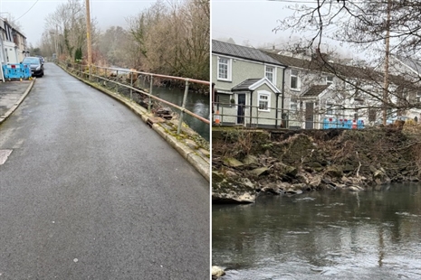 Updated: January repairs in Abercynon to rectify storm damage to a wall