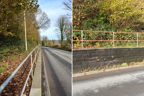 Angen gosod goleuadau dros dro ar gyfer cynllun atgyweirio wal lleol ger Pontypridd