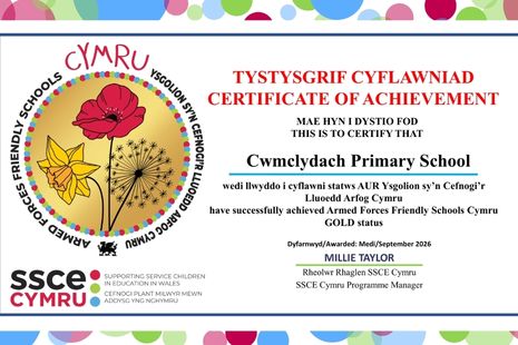 Cwmclydach Primary marches to Armed Forces Friendly Schools Cymru Gold Status