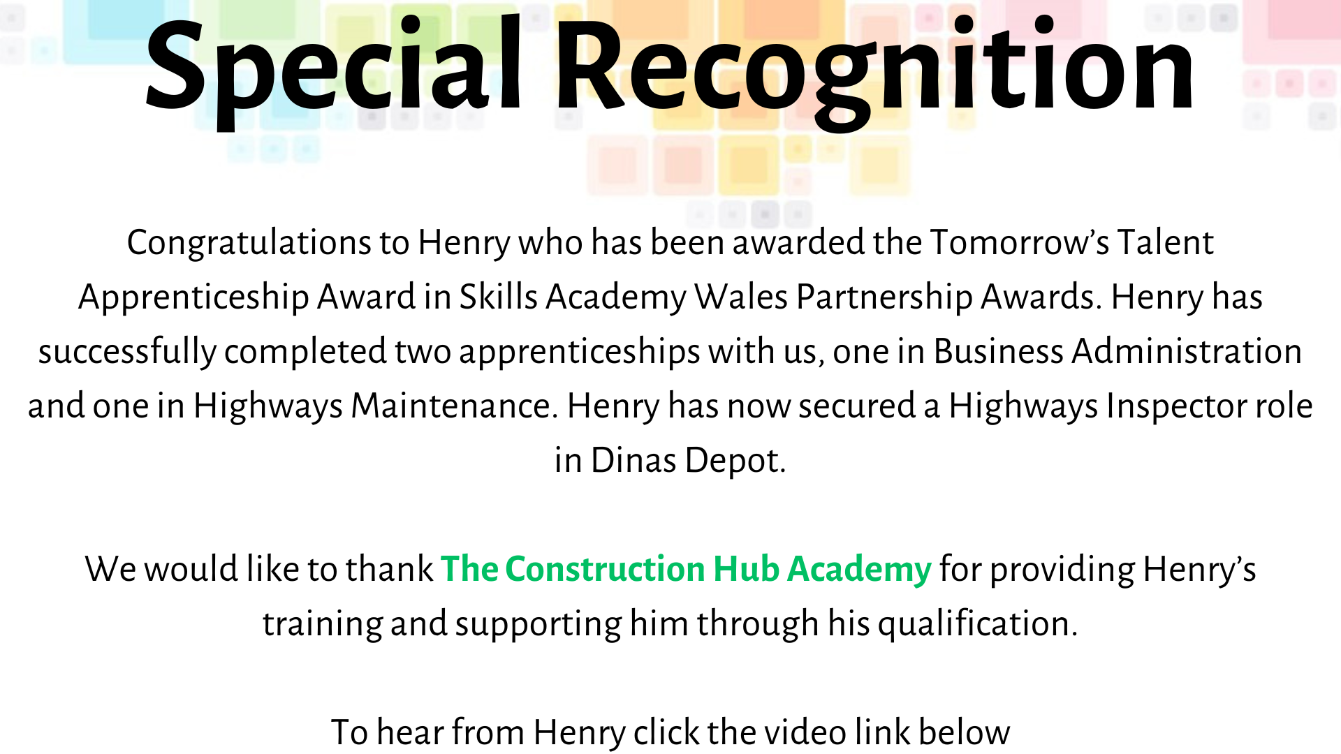 Henry Special Recognition